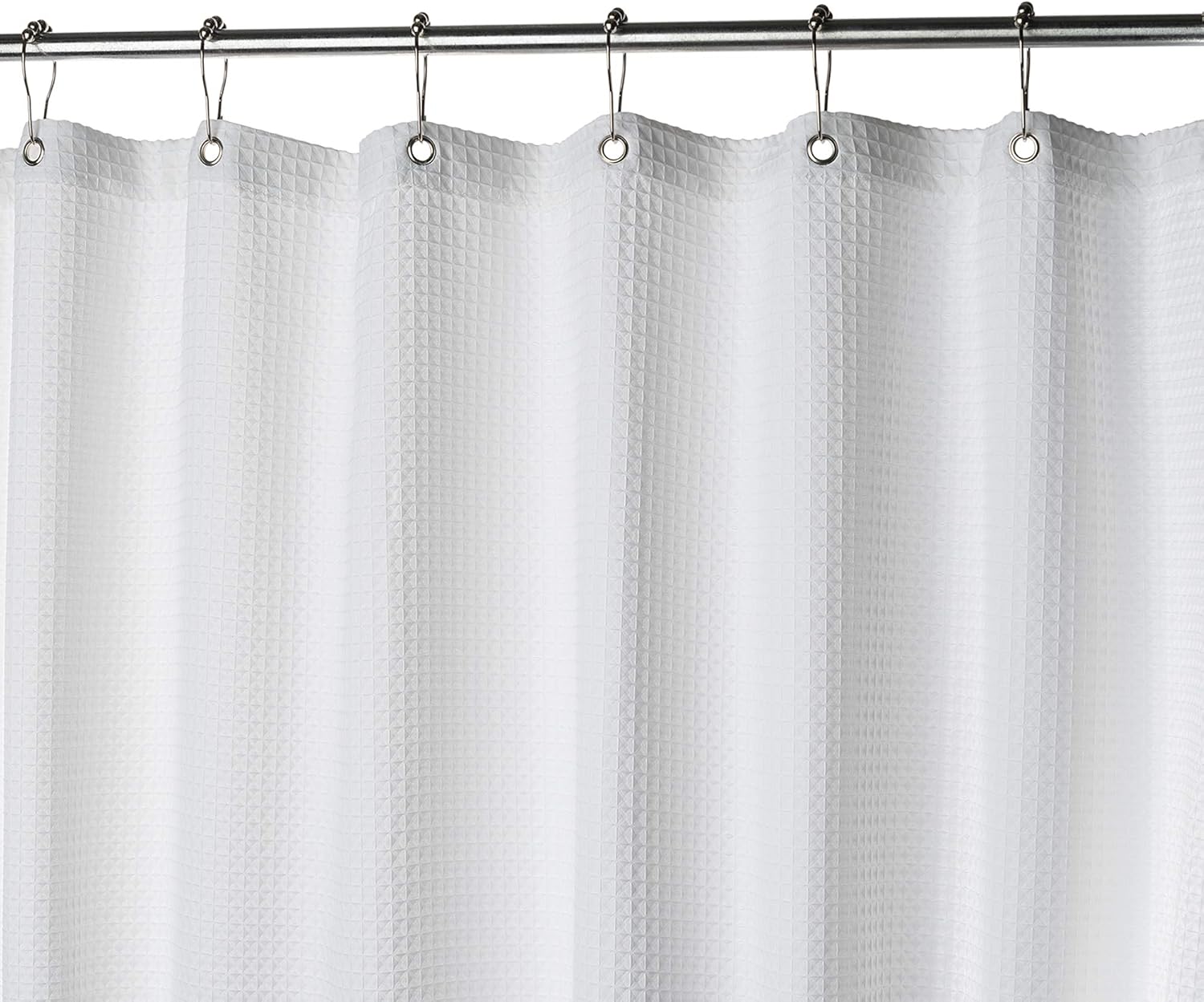 Waffle Fabric White Shower Curtain with Liner Set