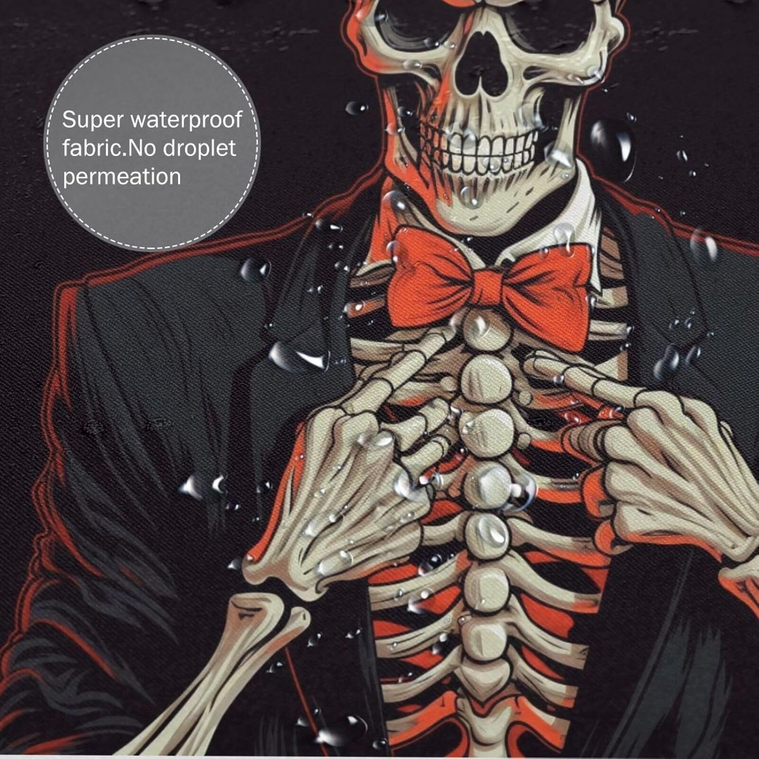 Black Suit Skeleton Shower Curtain with 12 Hooks 72x72in