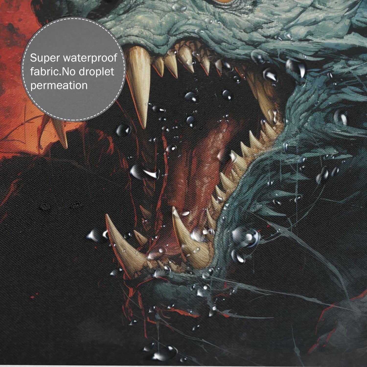 Roaring Dragon Waterproof Shower Curtain Set 72x72in with 12 Hooks