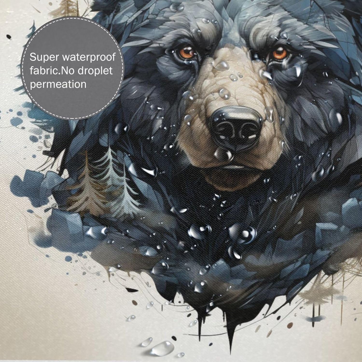 TIYAANDSY Black Bear Shower Curtain Set 72x72in