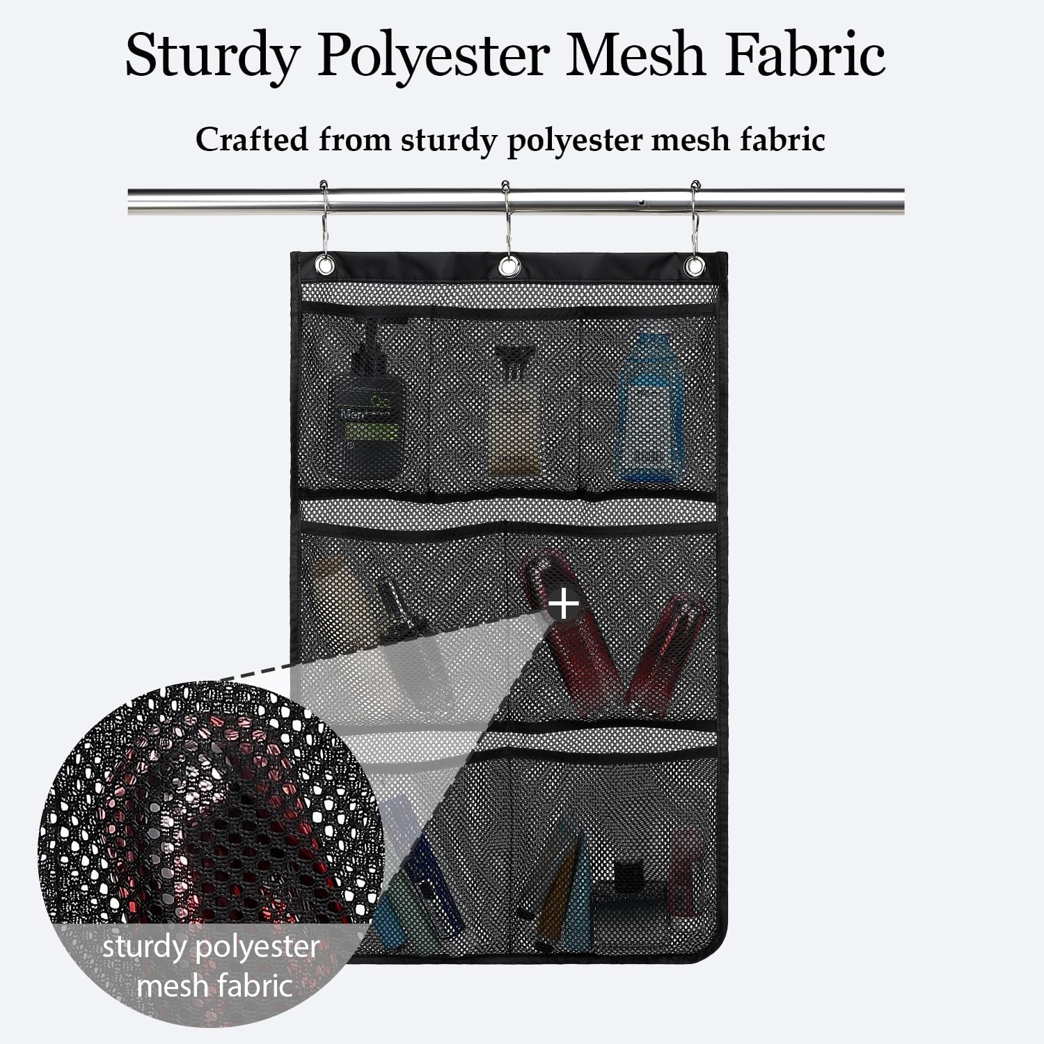 GYEUKHAM Hanging Mesh Shower Caddy - 7 Pockets Black 1 Pack