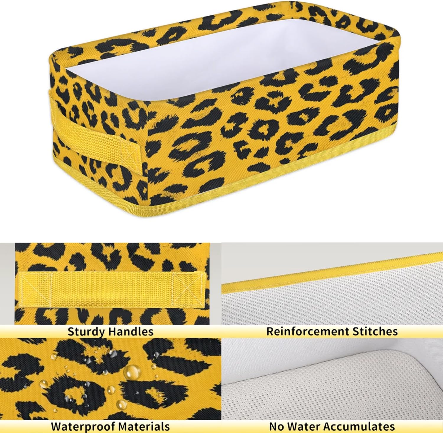 Snatocys Leopard Print Toilet Paper Basket with Handles