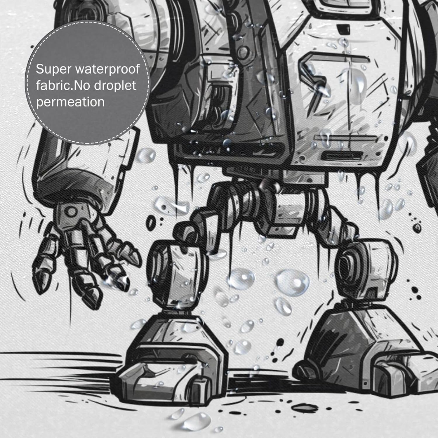 TIYAANDSY Cartoon Robot Shower Curtain Set