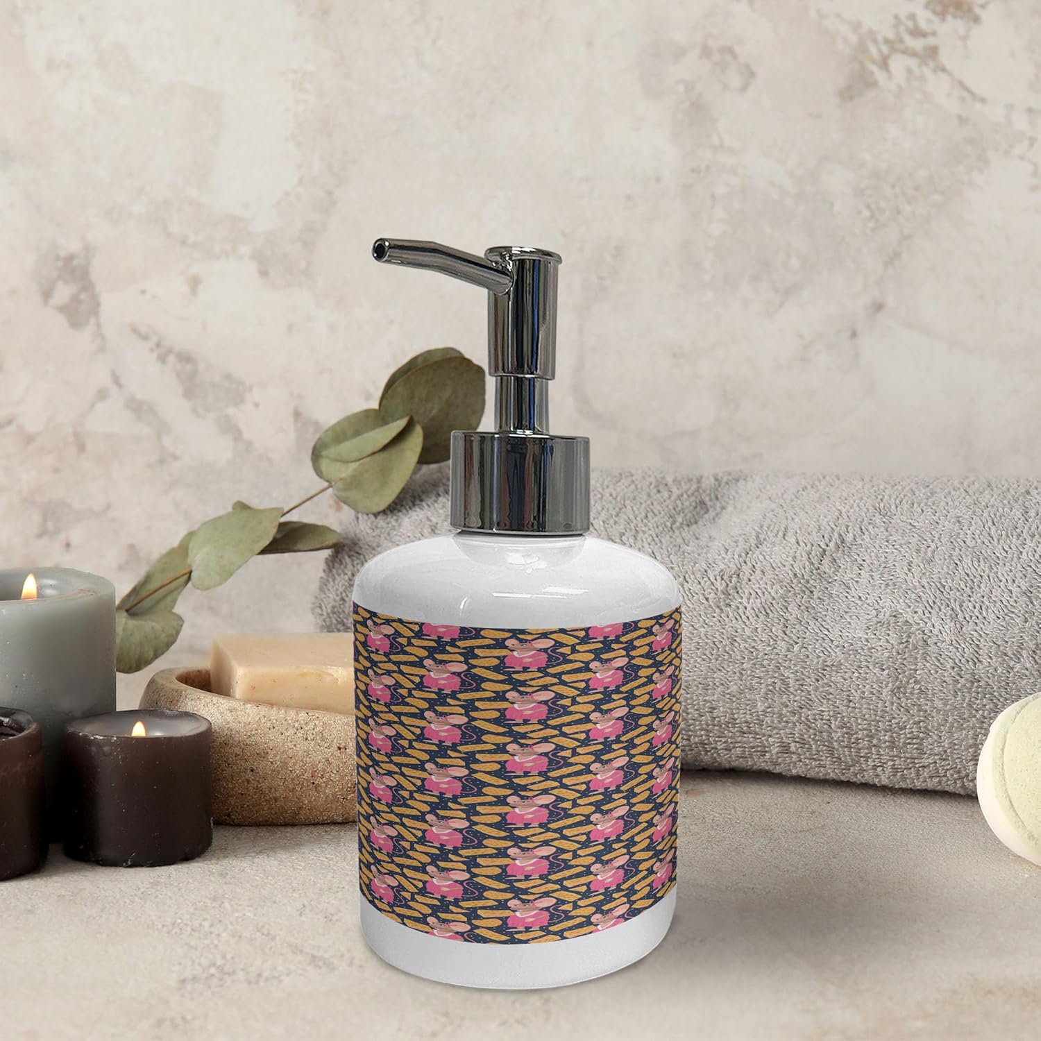 Ambesonne Animal Soap Dispenser Toothbrush Holder Set 2 Pcs