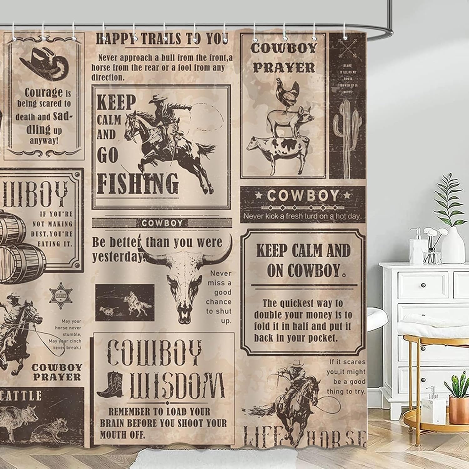 Mocsicka Western Cowboy Shower Curtain 72X72 Inches 1