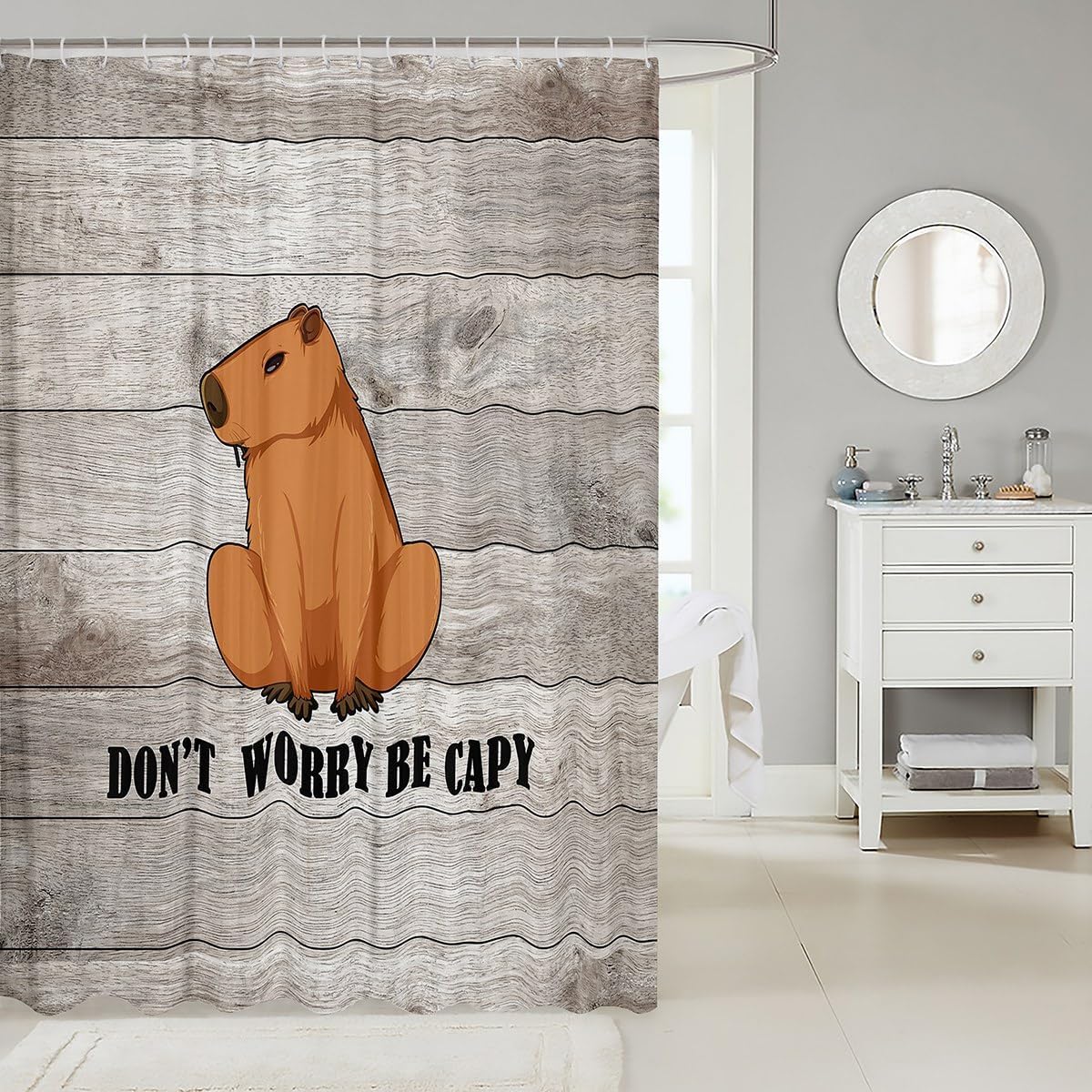 Brown Capybara Fabric Shower Curtain 72x72