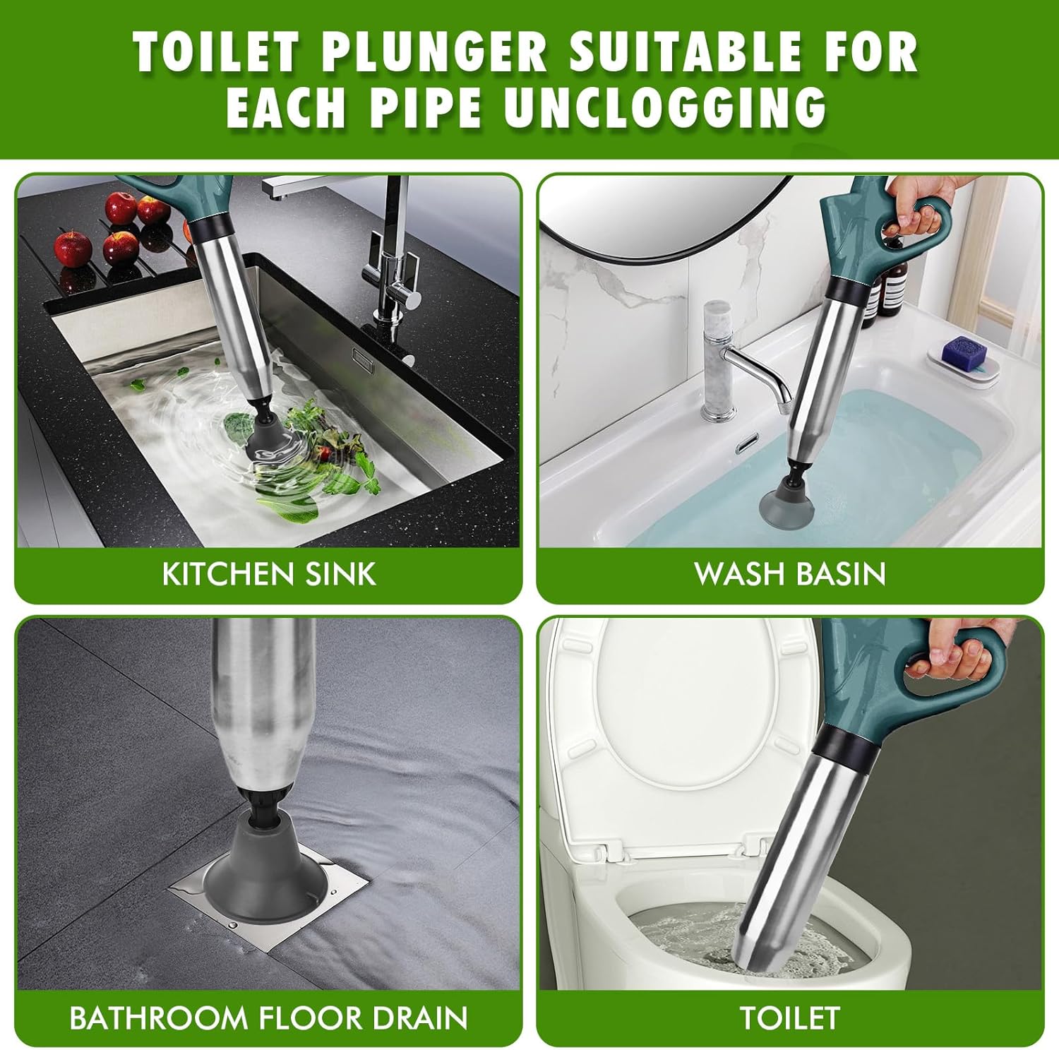 DKLECHUI High-Pressure Toilet Plunger with Barometer 1