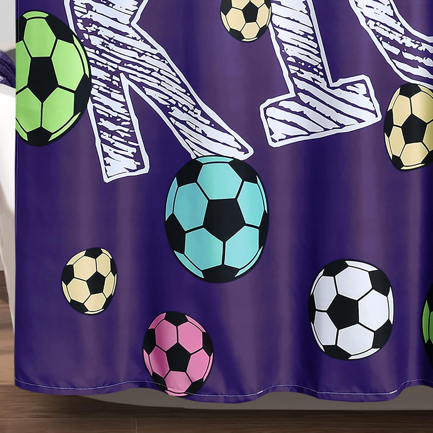 Lush Decor Girls Soccer Kick Shower Curtain 72x72 Purple 1
