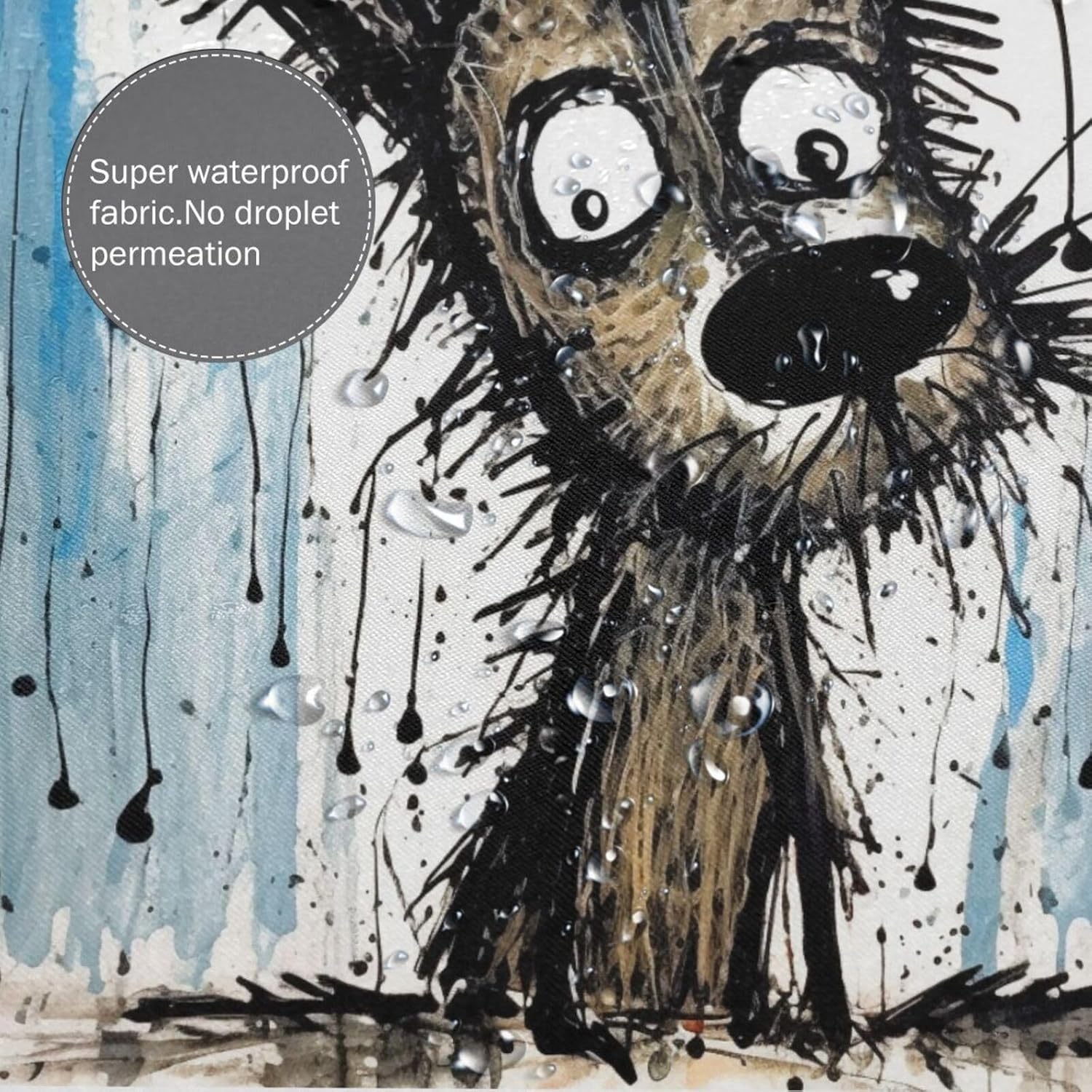 TIYAANDSY Cartoon Dirty Dog Waterproof Shower Curtain Set 72x72in