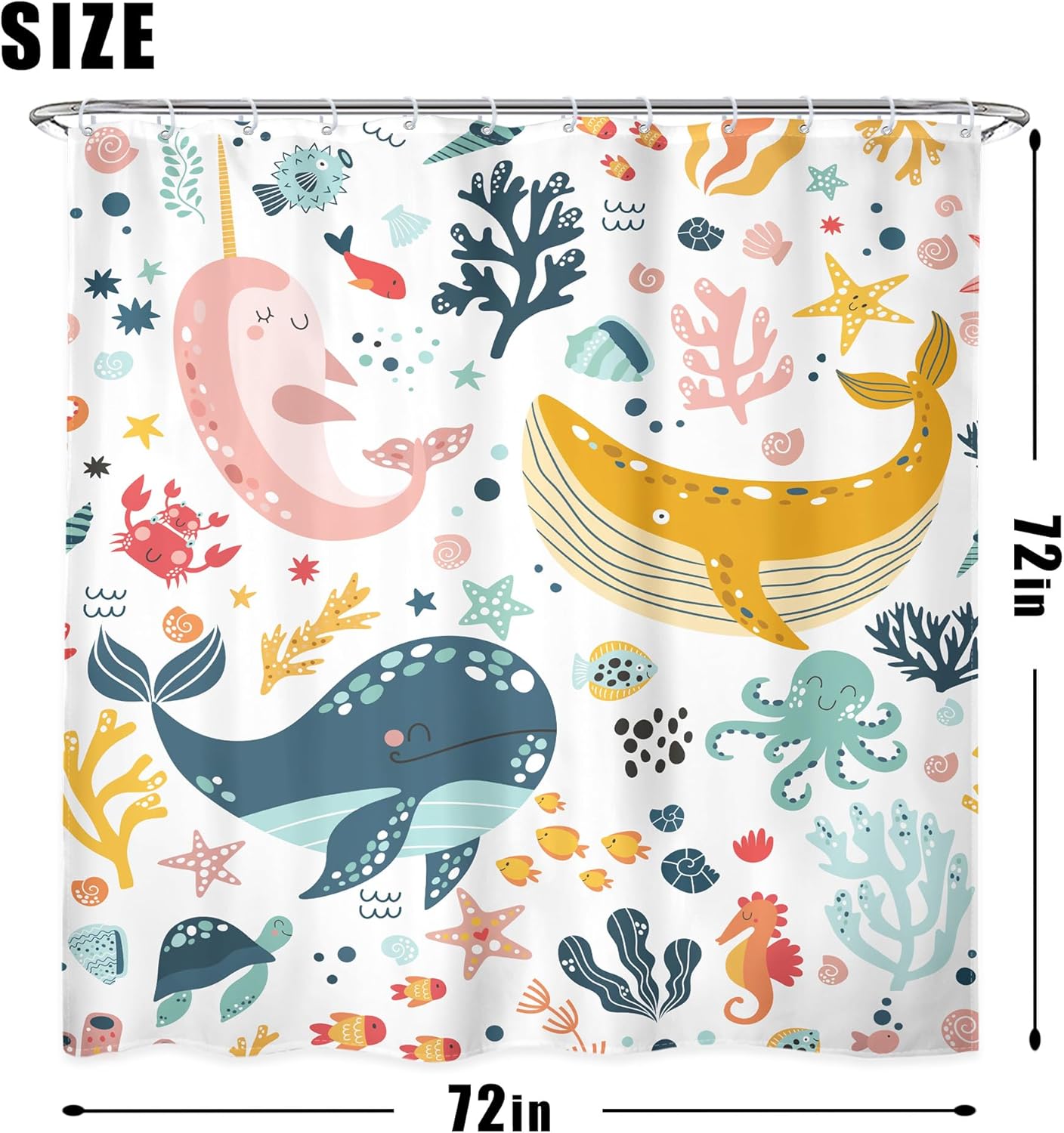 LGhtyro 4PCS Kids Whale Underwater Fish Bathroom Accessory Set