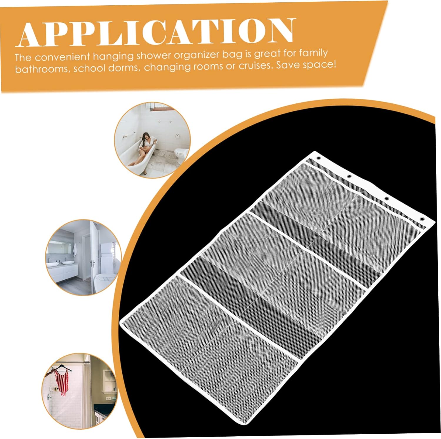 BUGUUYO Easy Install Mesh Shower Organizer Bag 6 Pockets