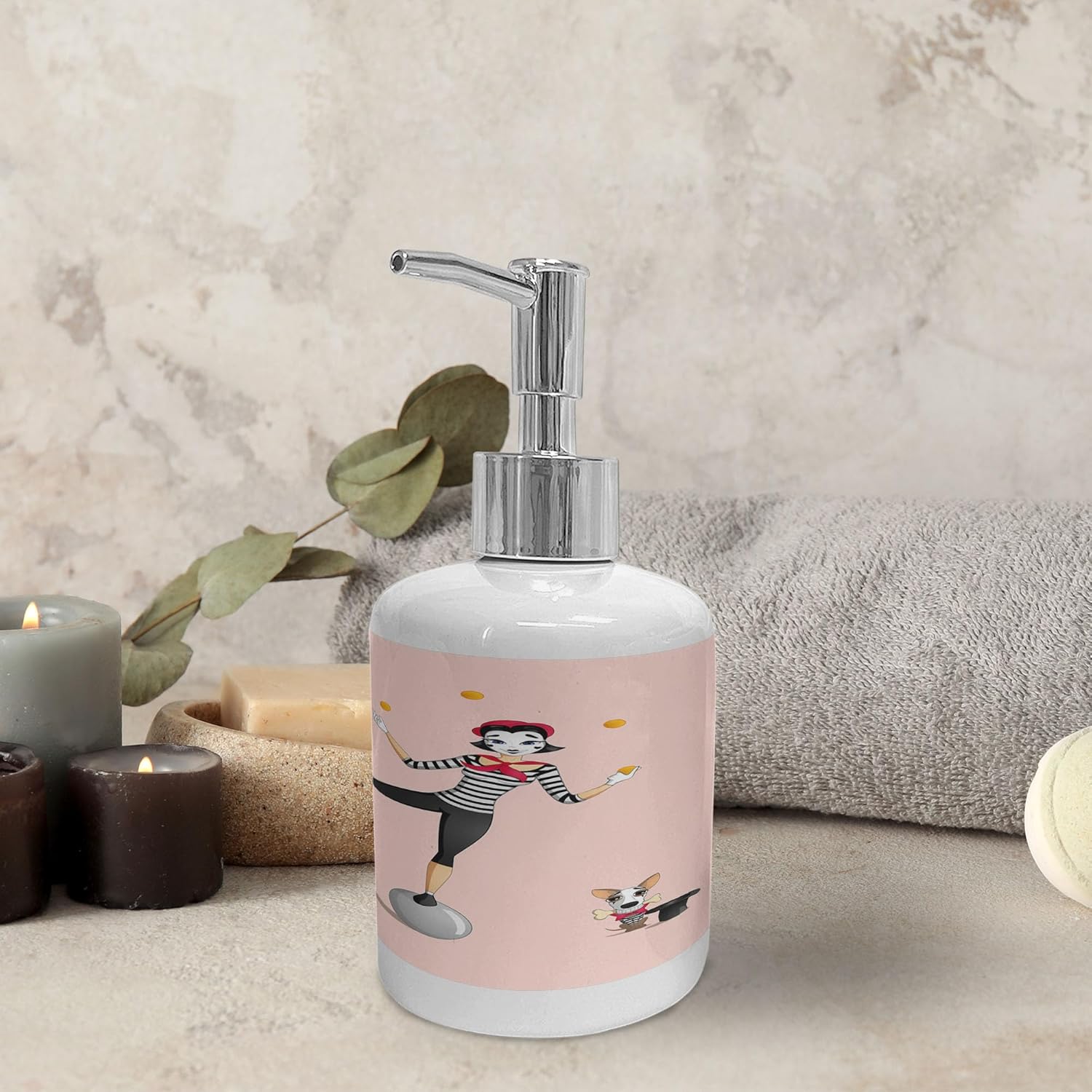 Ambesonne Cartoon Soap Toothbrush Holder Set Dark Grey Ceramic