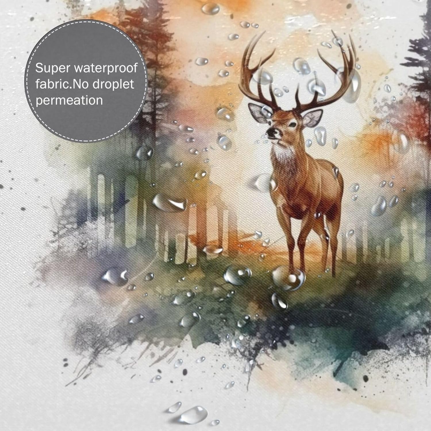 Brown Deer Shower Curtain Set with 12 Hooks 72x72in