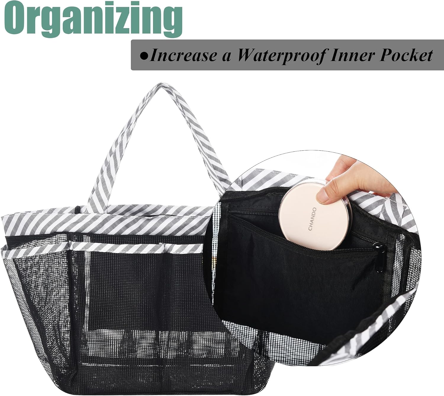 WEHUSE Extra Large Mesh Shower Caddy with Waterproof Inner Bag