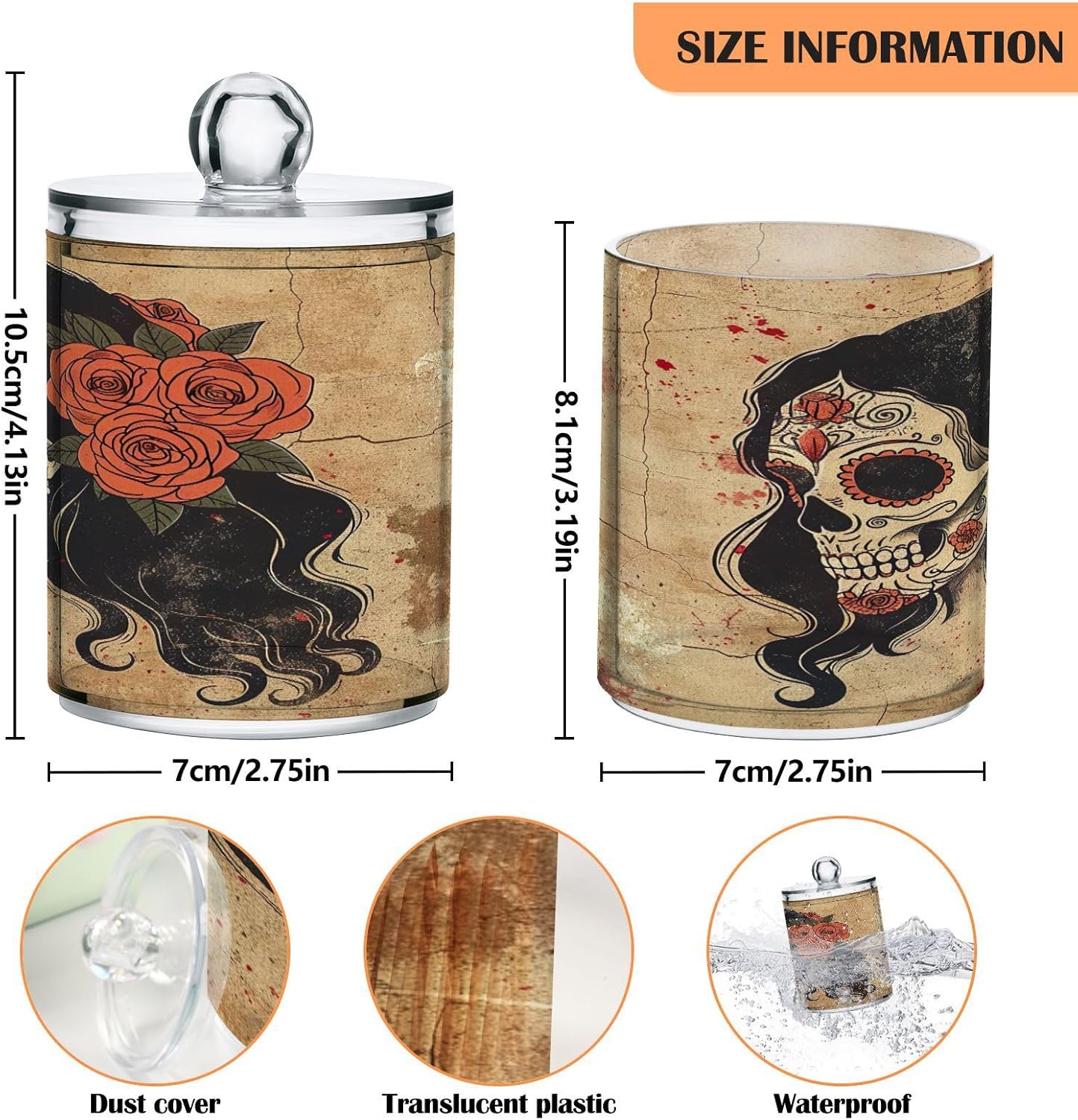 YETTASBIN Clear Apothecary Jars 2 Pack - 14 oz Cotton Swab Holder