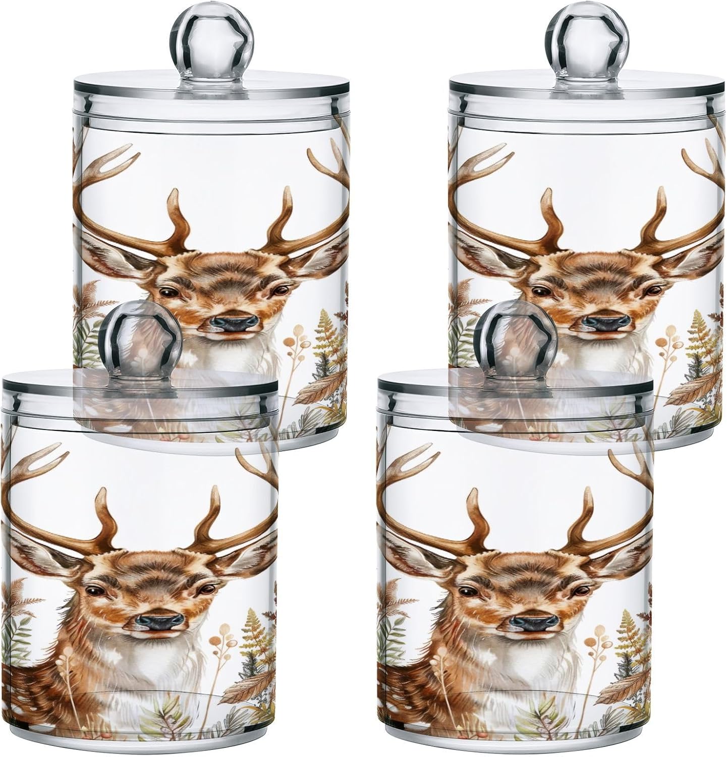 YETTASBIN Deer Clear Plastic Apothecary Jars 2 Pack