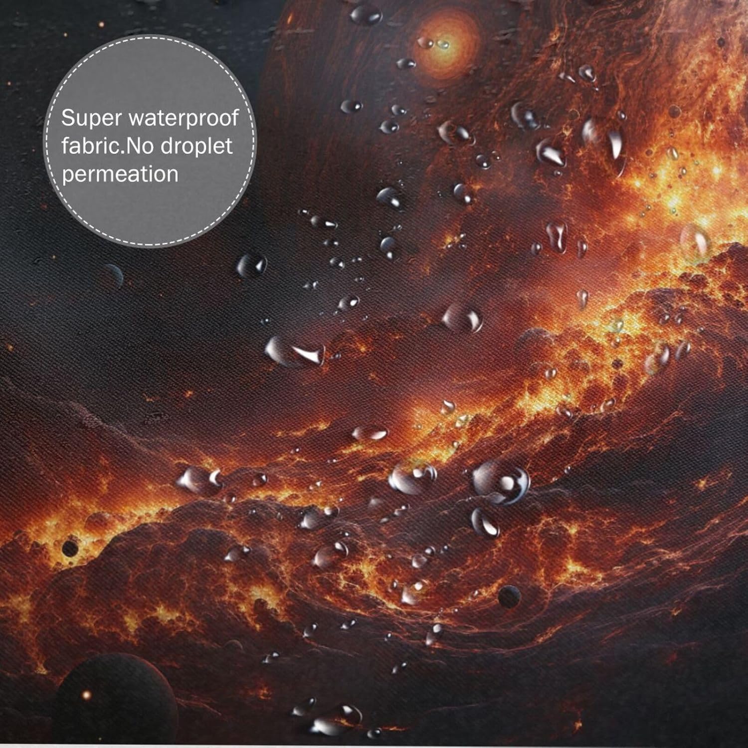 Flame Planet Shower Curtain Set with 12 Hooks 72x72in 1