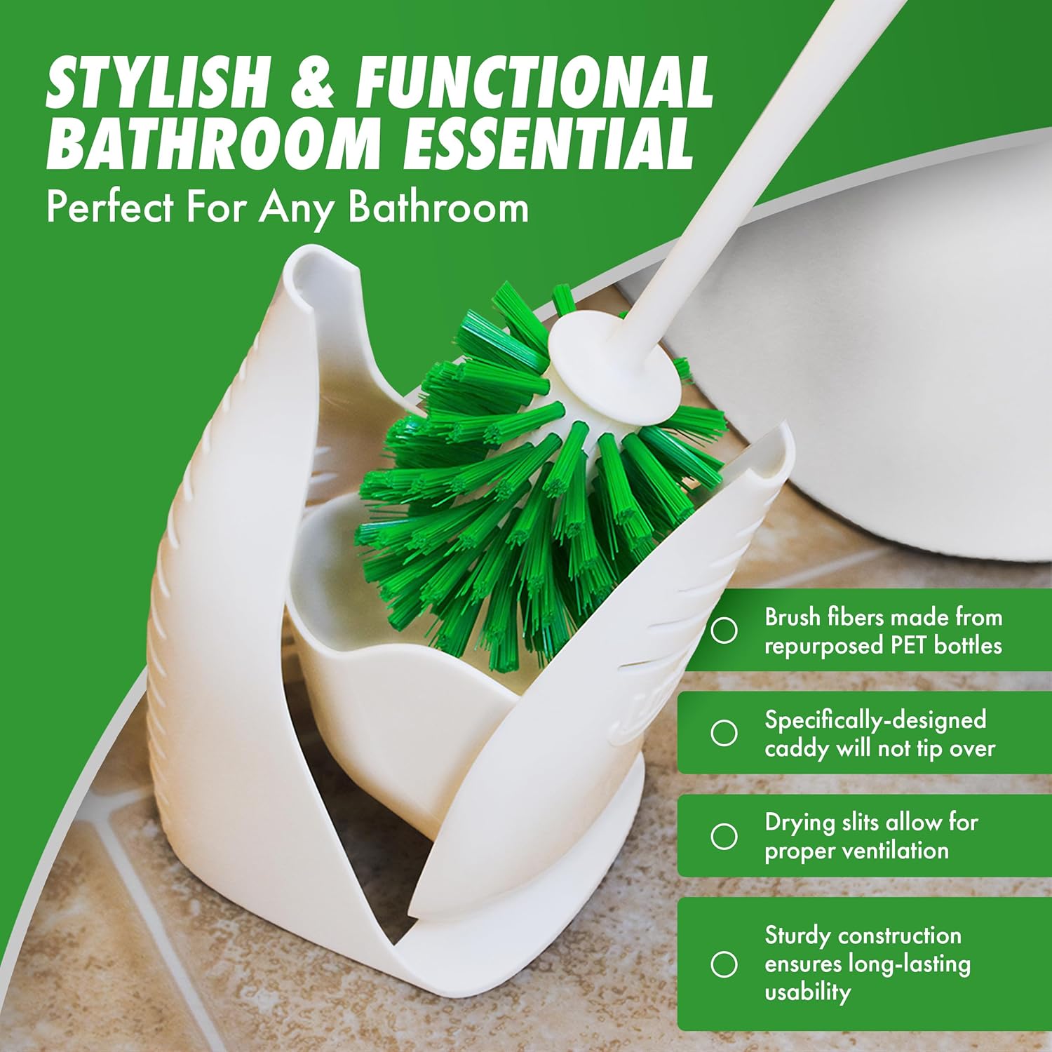 Libman Designer Bowl Brush and Caddy - 2 Pack - Toilet Brush and Holder Set