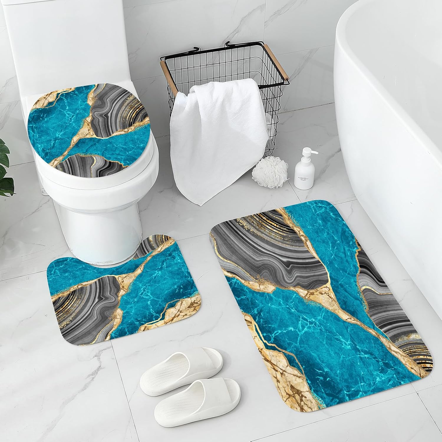 Gibelle 4 Pcs Marble Bathroom Decor Set