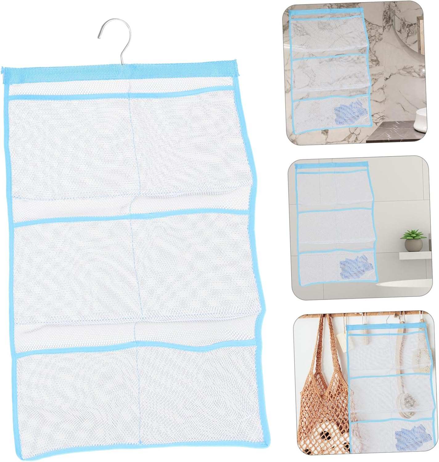 PRETYZOOM Shower Bag Organizer 6 Pockets Quick Dry Mesh