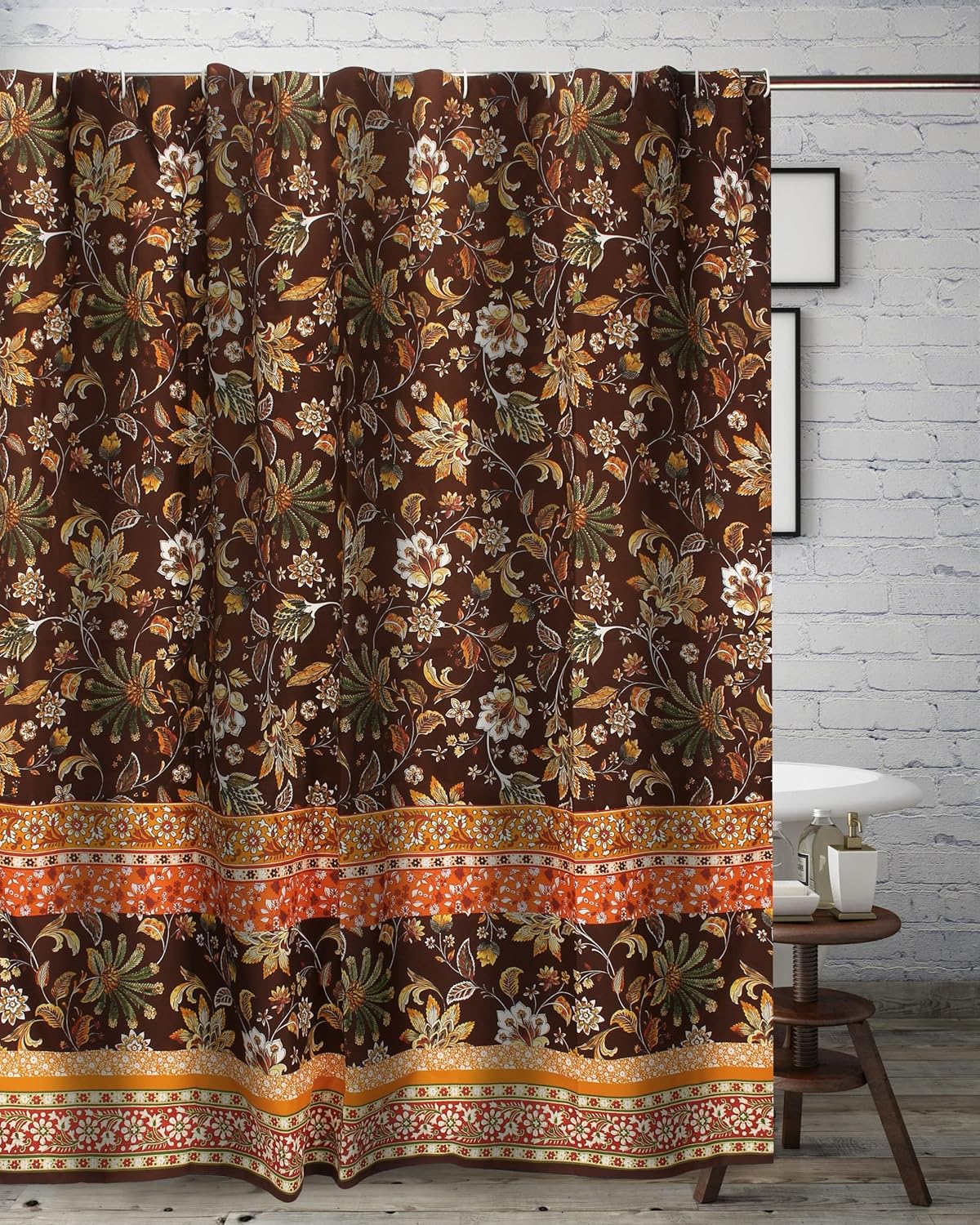 Greenland Home Barefoot Bungalow Audrey Shower Curtain Chocolate 72 x 72-inch