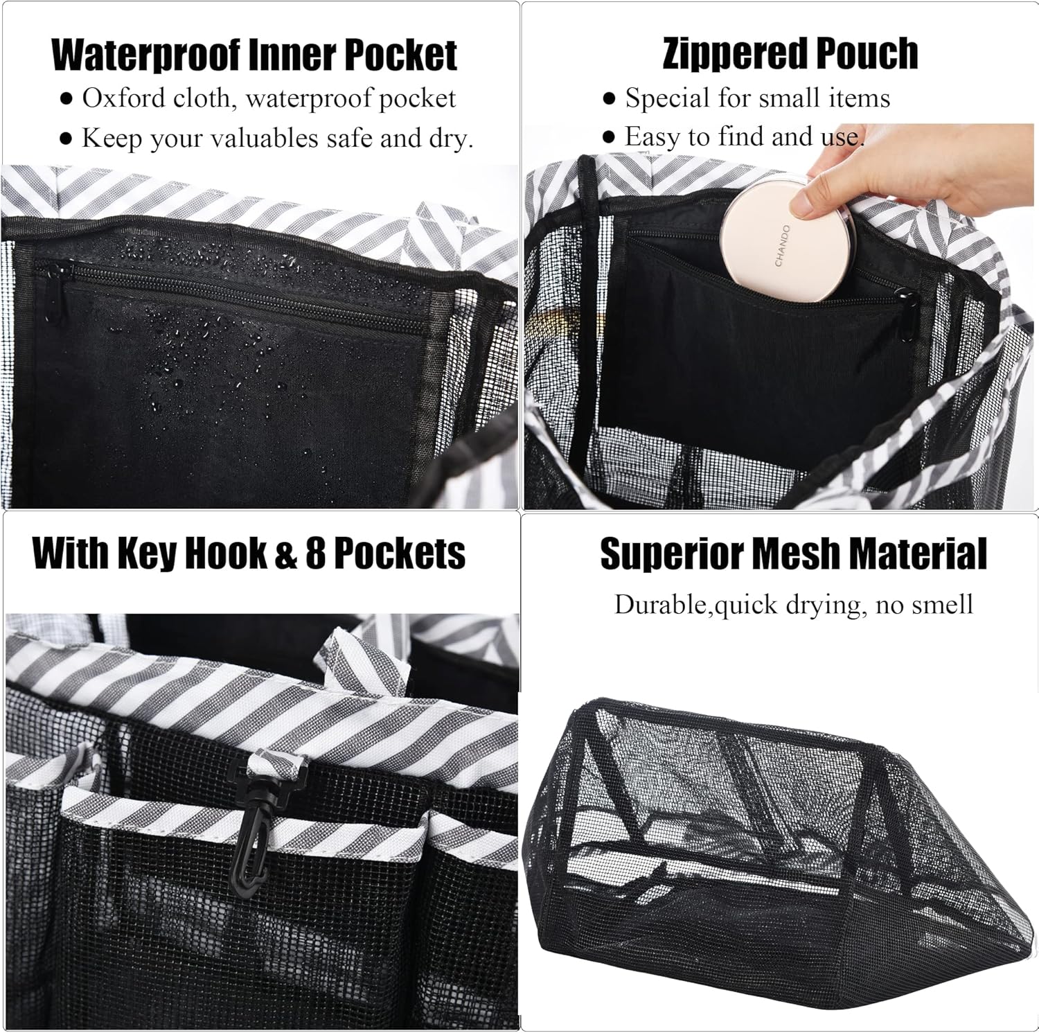 WEHUSE Extra Large Mesh Shower Caddy with Waterproof Inner Bag