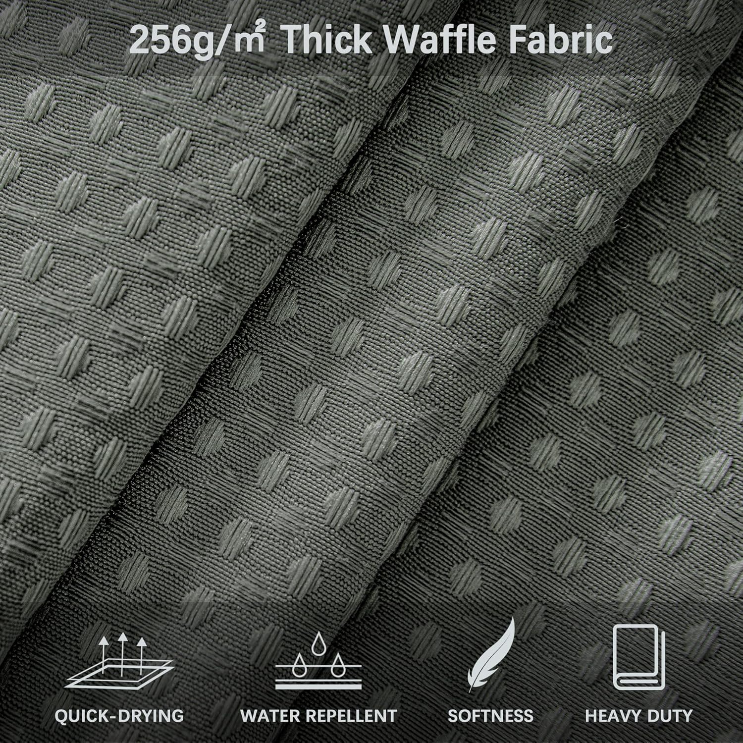 Grey Waffle Weave Shower Curtain Set with 12 Hooks